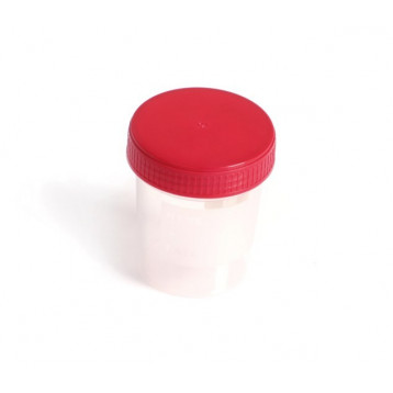 Contenitore 30 ml per feci in PP tappo a vite rosso, con superficie di  scrittura Urintainer